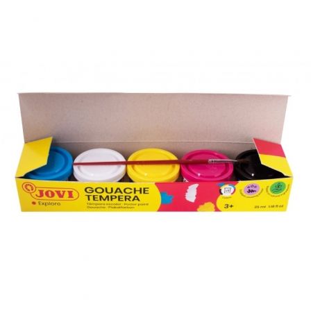 Jovi Estuche de Témperas Escolares 5 Botes de 35 ml Surtidos + Pincel Jovi Estuche de Témperas Escolares 5 Botes de 35 ml Surtidos + Pincel